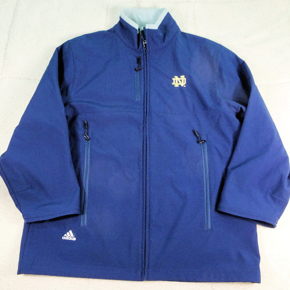 NCAA Notre Dame Adidas Full Zip Blue Jacket Medium